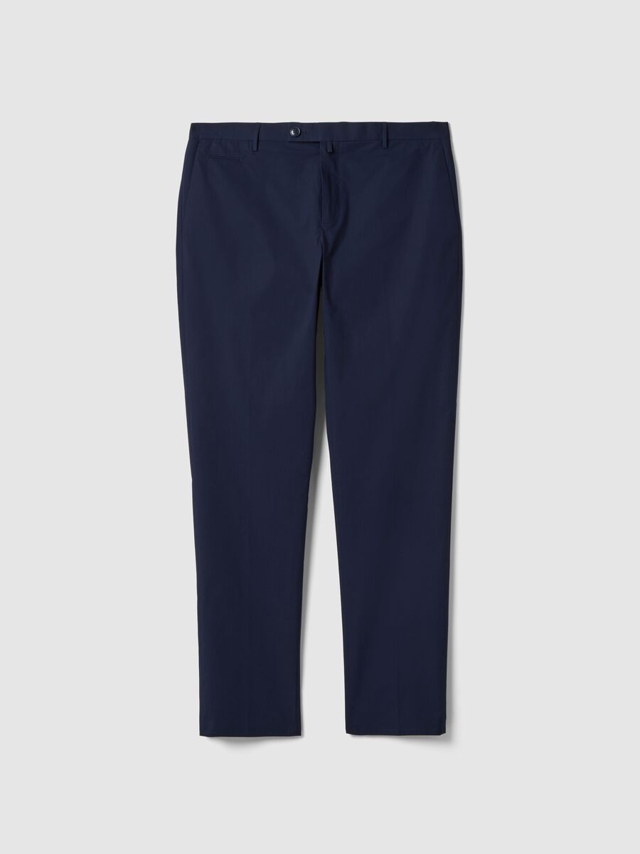 Blue Regular Fit Stretch Cotton Trousers_4