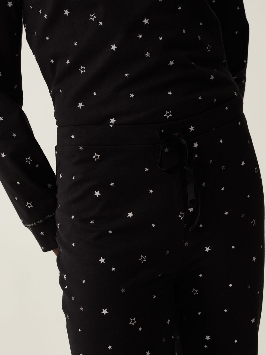 Cotton pyjama trousers with small stars print_3
