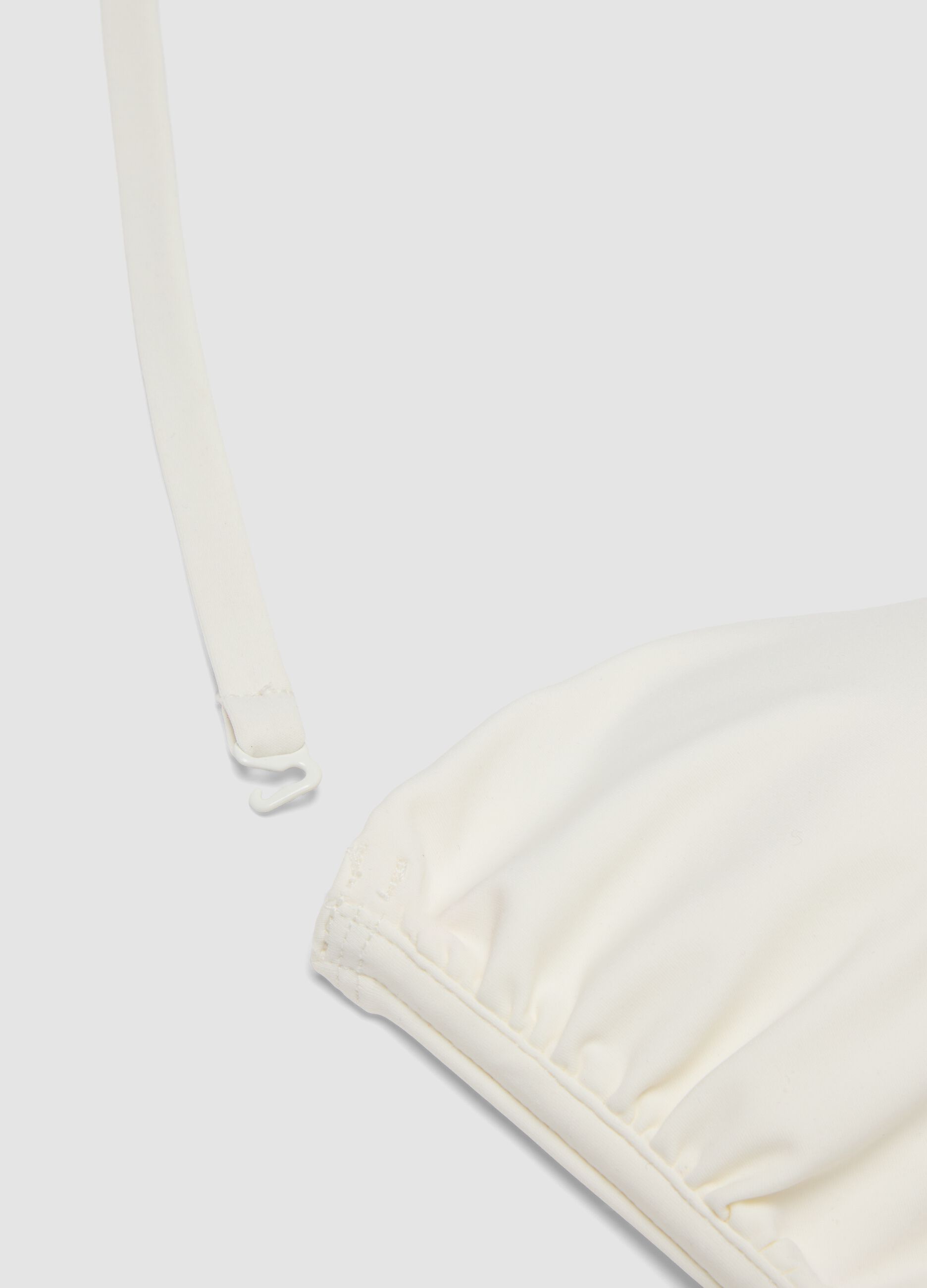 White bandeau bikini top in stretch fabric