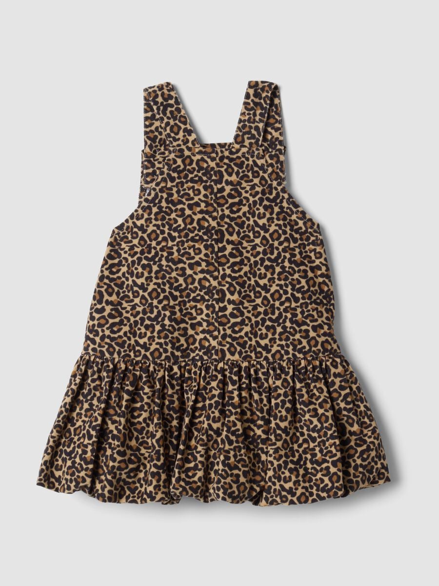 Brown pure cotton dress with animal print, oversized fit_1
