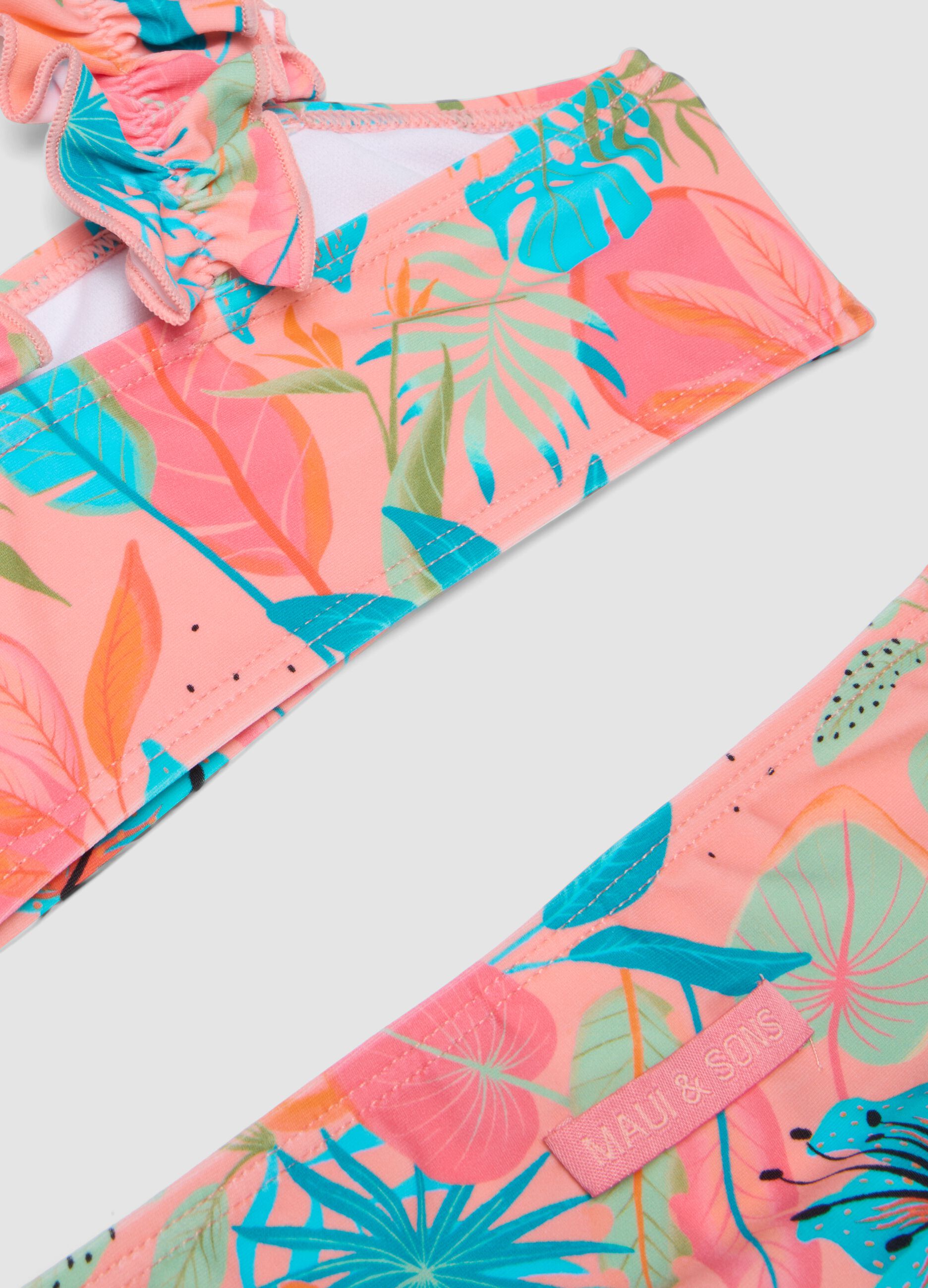 Girls&rsquo; pink bikini with ruffles