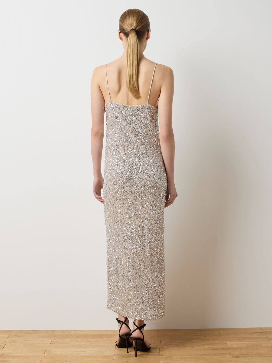 Beige Sheath Dress with Sequins_3