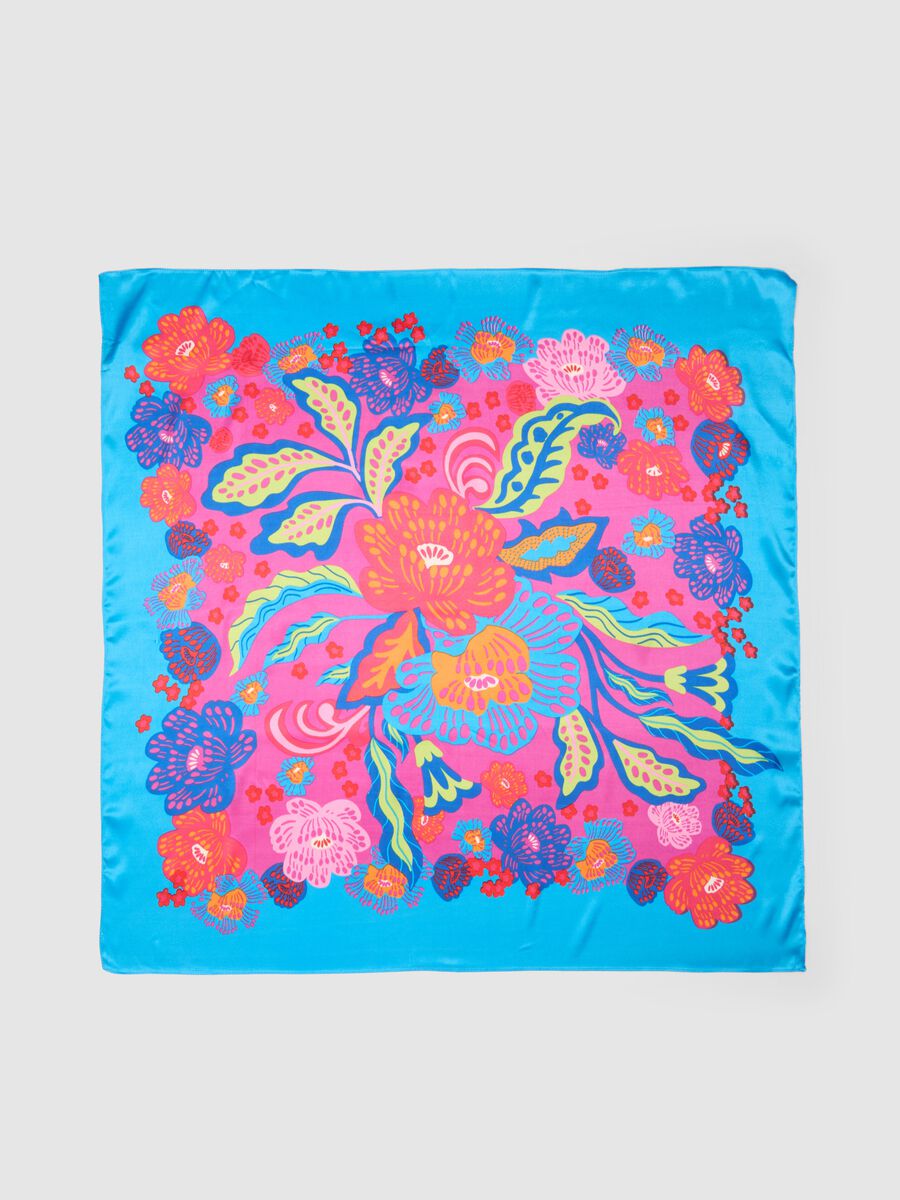 Lightweight Multicolour Scarf with Floral Print_2