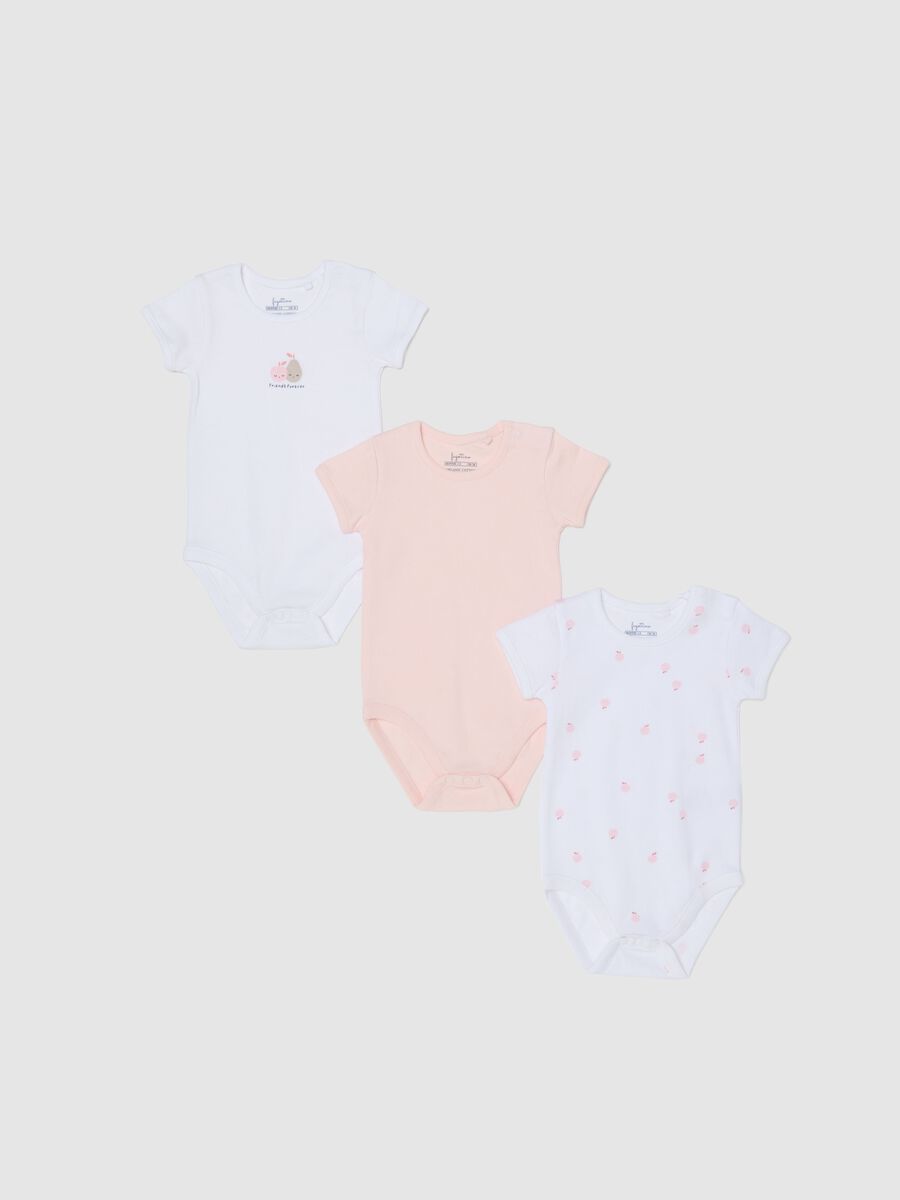 Baby girls' multicolour pure cotton body tripack with fruit_0