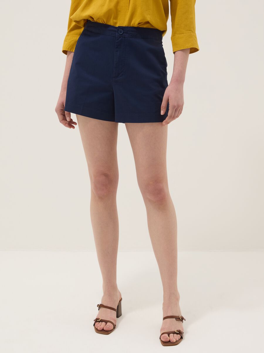 Blue regular-fit pure cotton shorts_2