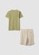 Green pure cotton set with T-shirt and shorts_4