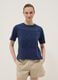 Blaues Regular-Fit T-Shirt aus reiner Baumwolle mit Lochdetail_0