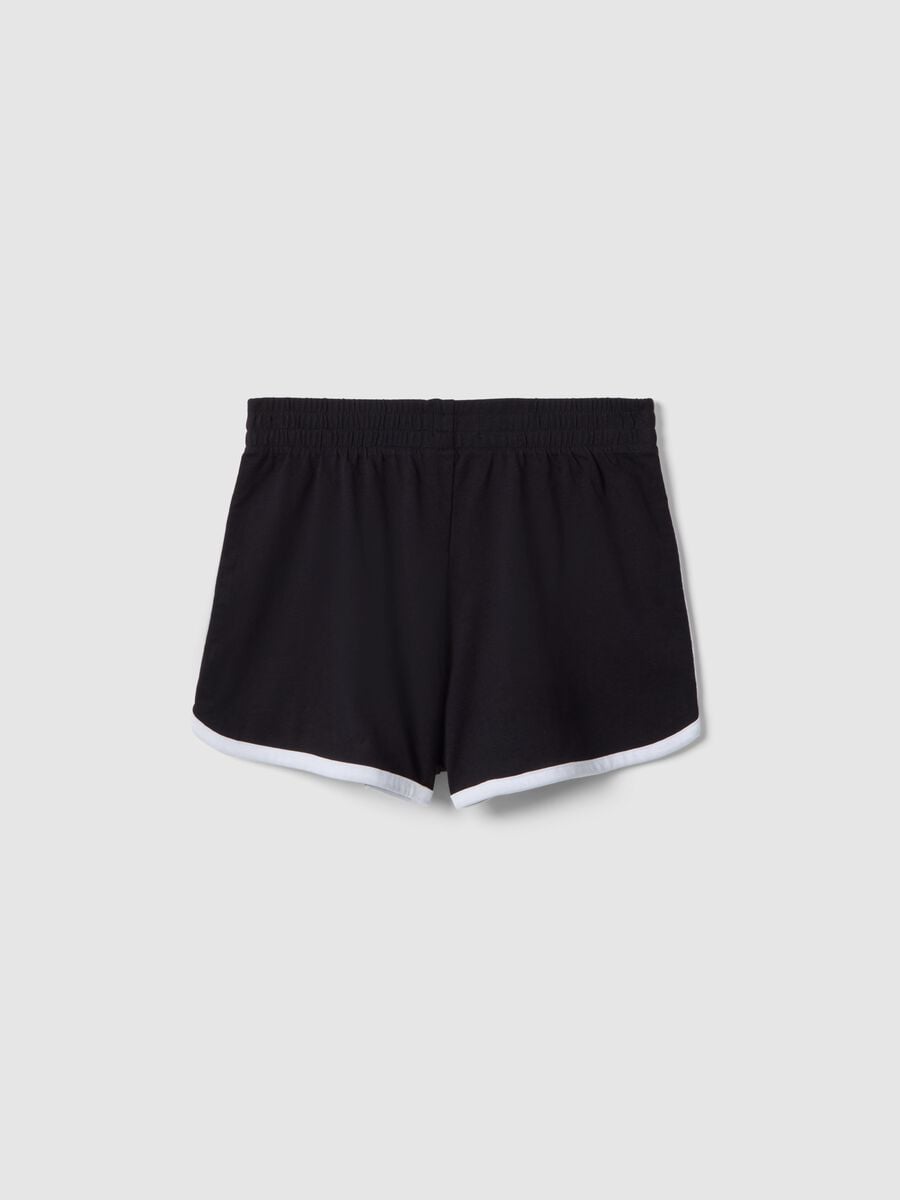 Shorts negros de algod&oacute;n puro para ni&ntilde;a, ajuste slim_4