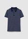 Blue and white striped polo shirt in piquet_4