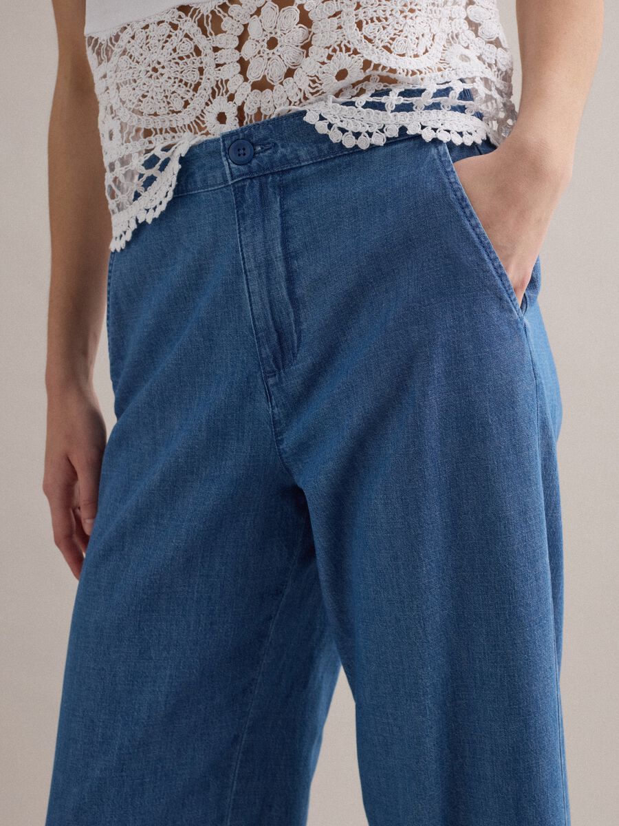 Wide-leg blue cotton trousers_3