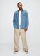 Beige wide leg trousers in linen and cotton_0