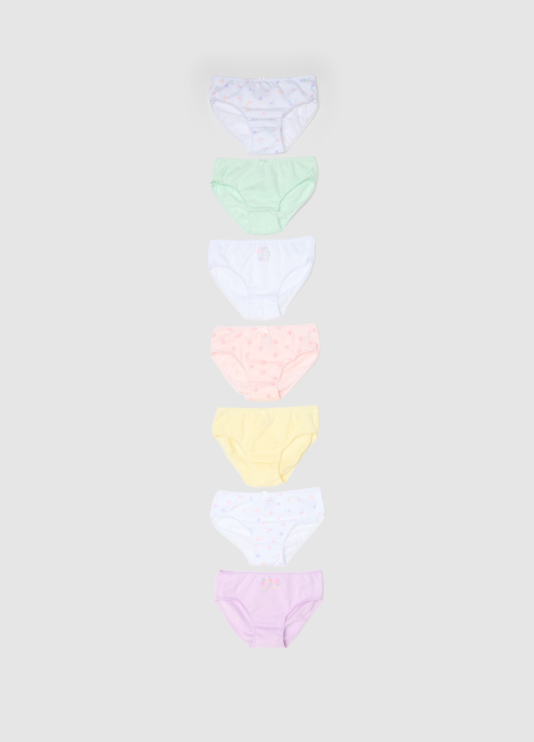 Girl's multicolour pure cotton brief multipack, regular fit