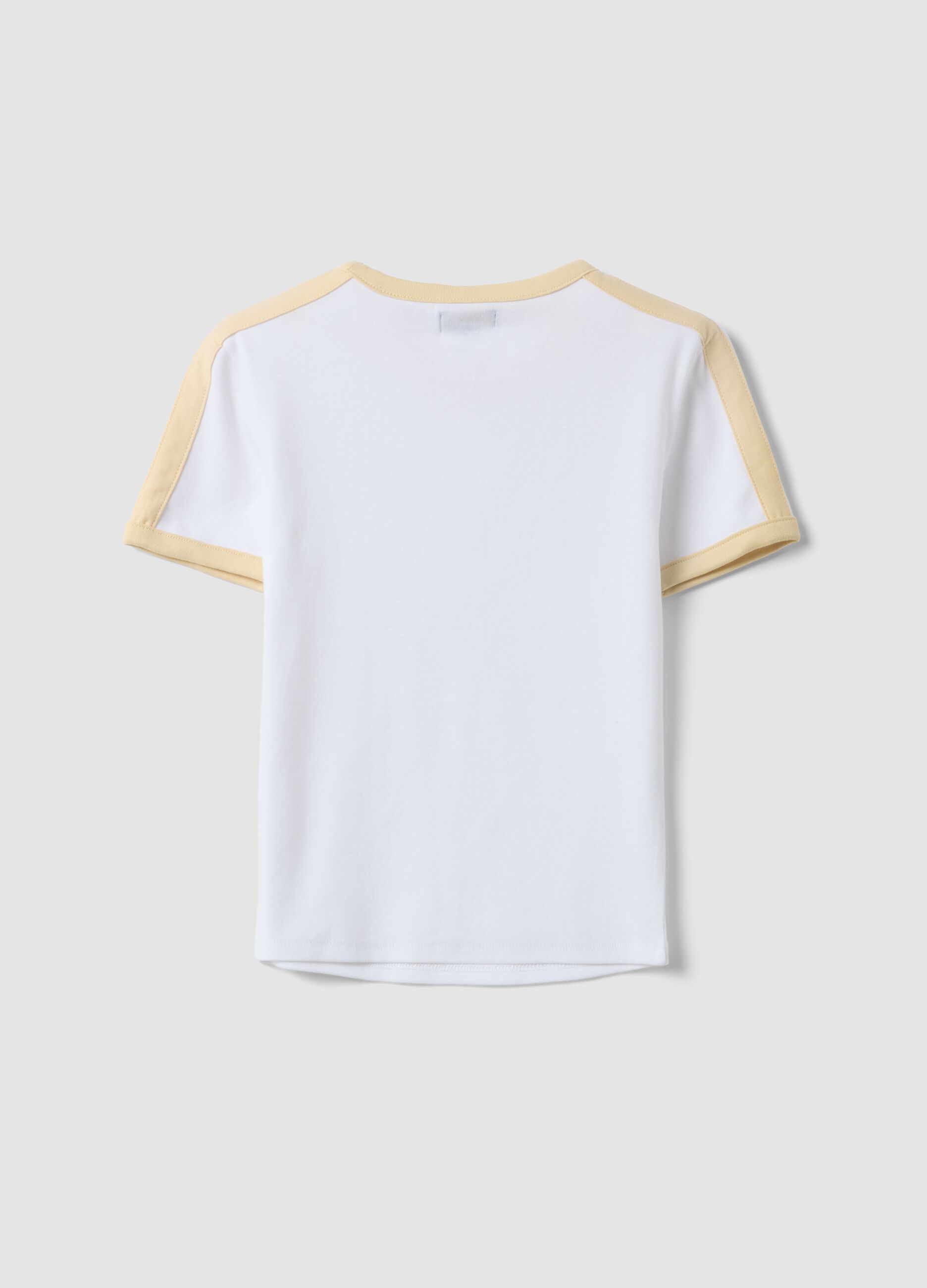 T-shirt branca de algod&atilde;o el&aacute;stico para menina, corte regular