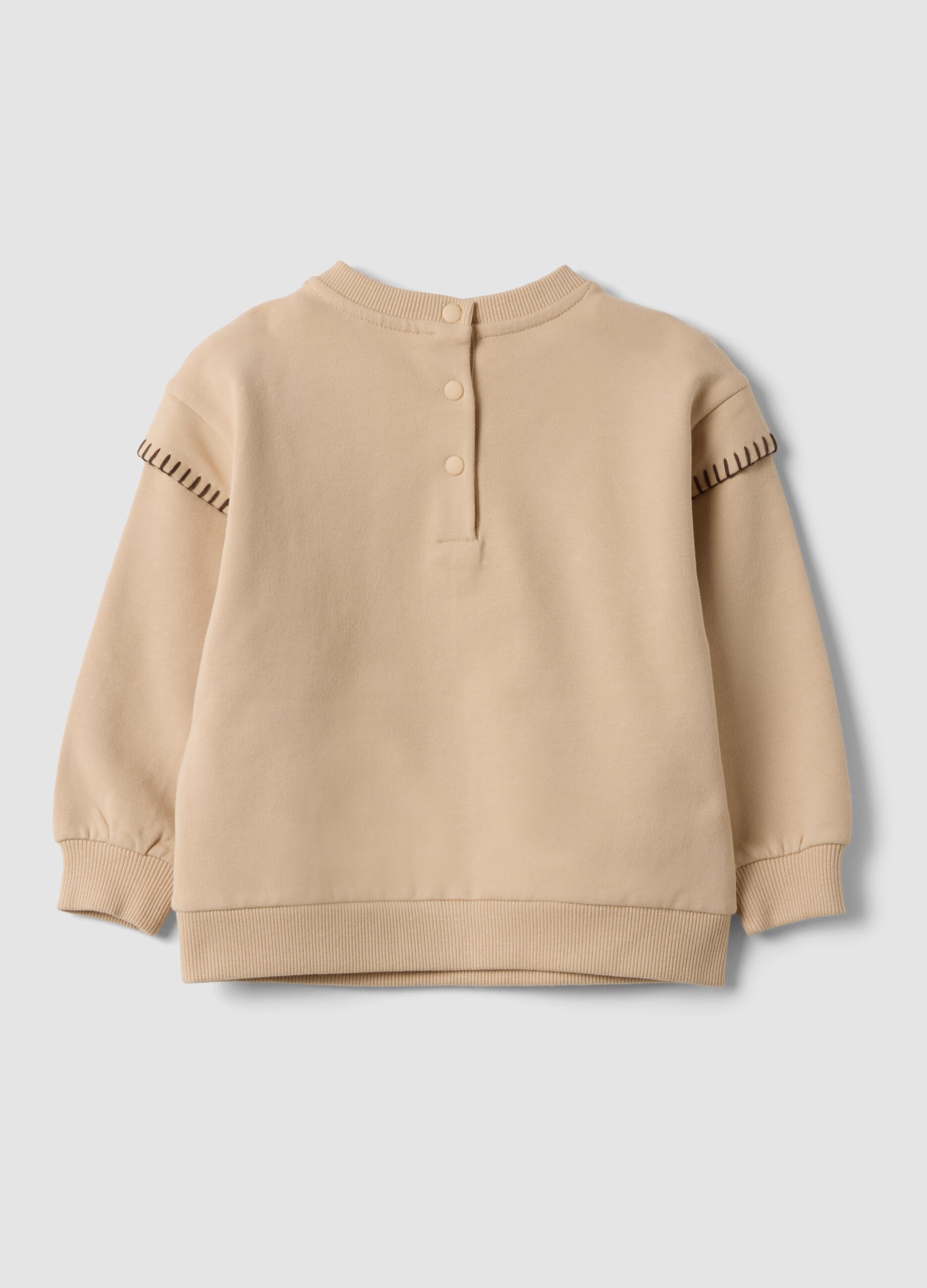 Felpa marrone in cotone elasticizzato con girocollo