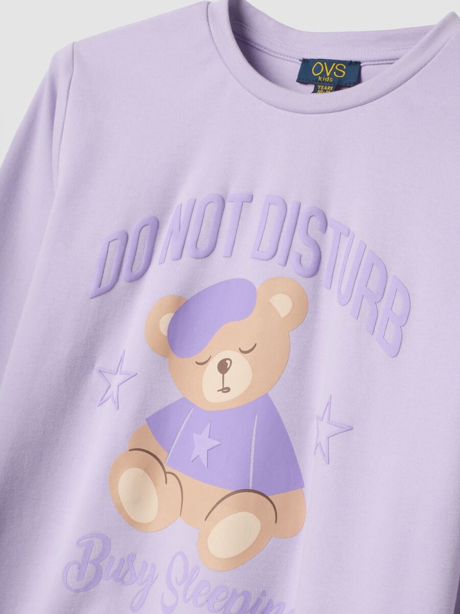 Purple pure organic cotton pyjamas with teddy print, regular fit_2