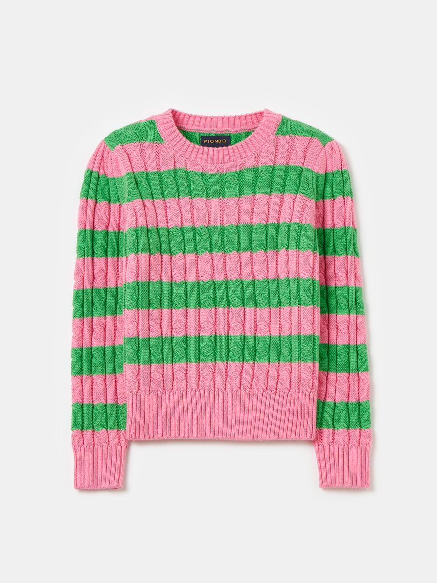 Striped pullover with cable design_3