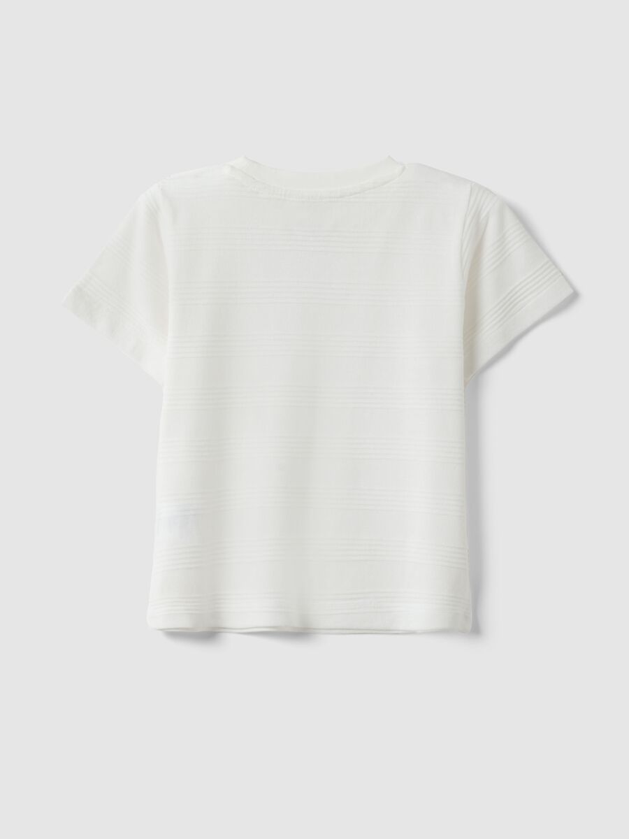 T-shirt in misto cotone bianco da bambino regular fit con righe_1