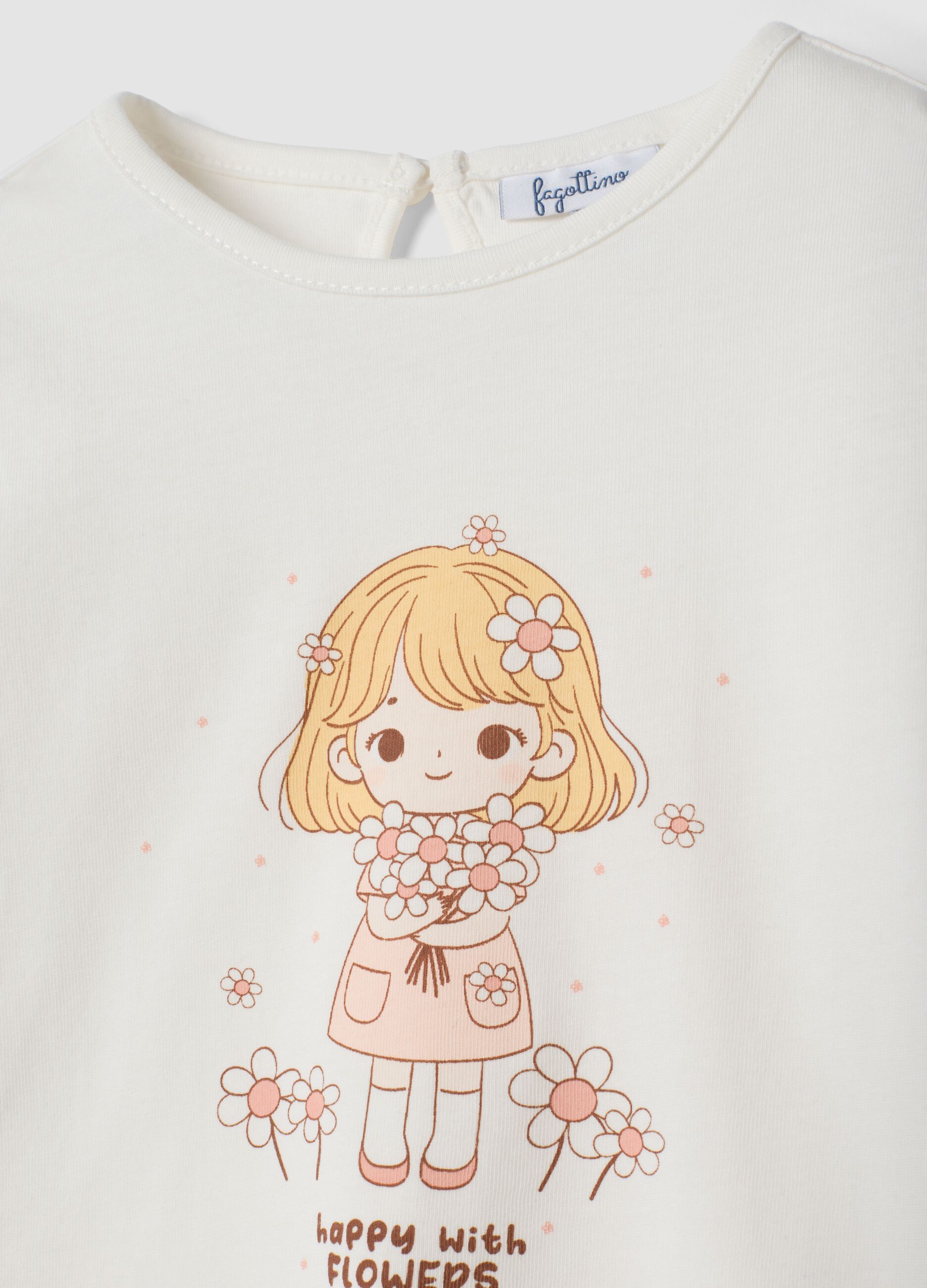 Maglietta bianca in puro cotone organico con stampa