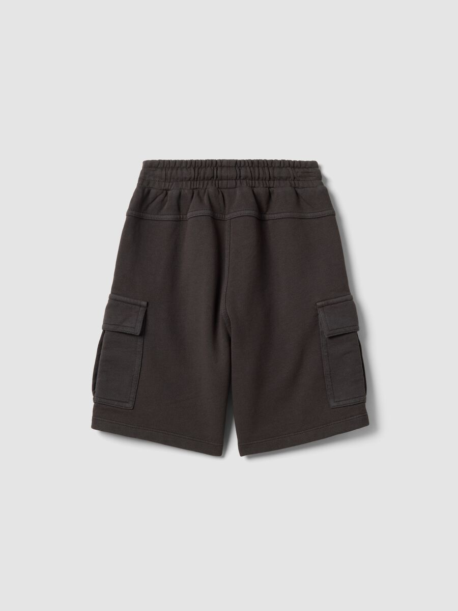 Boys' black 100% cotton cargo shorts, comfort fit_1