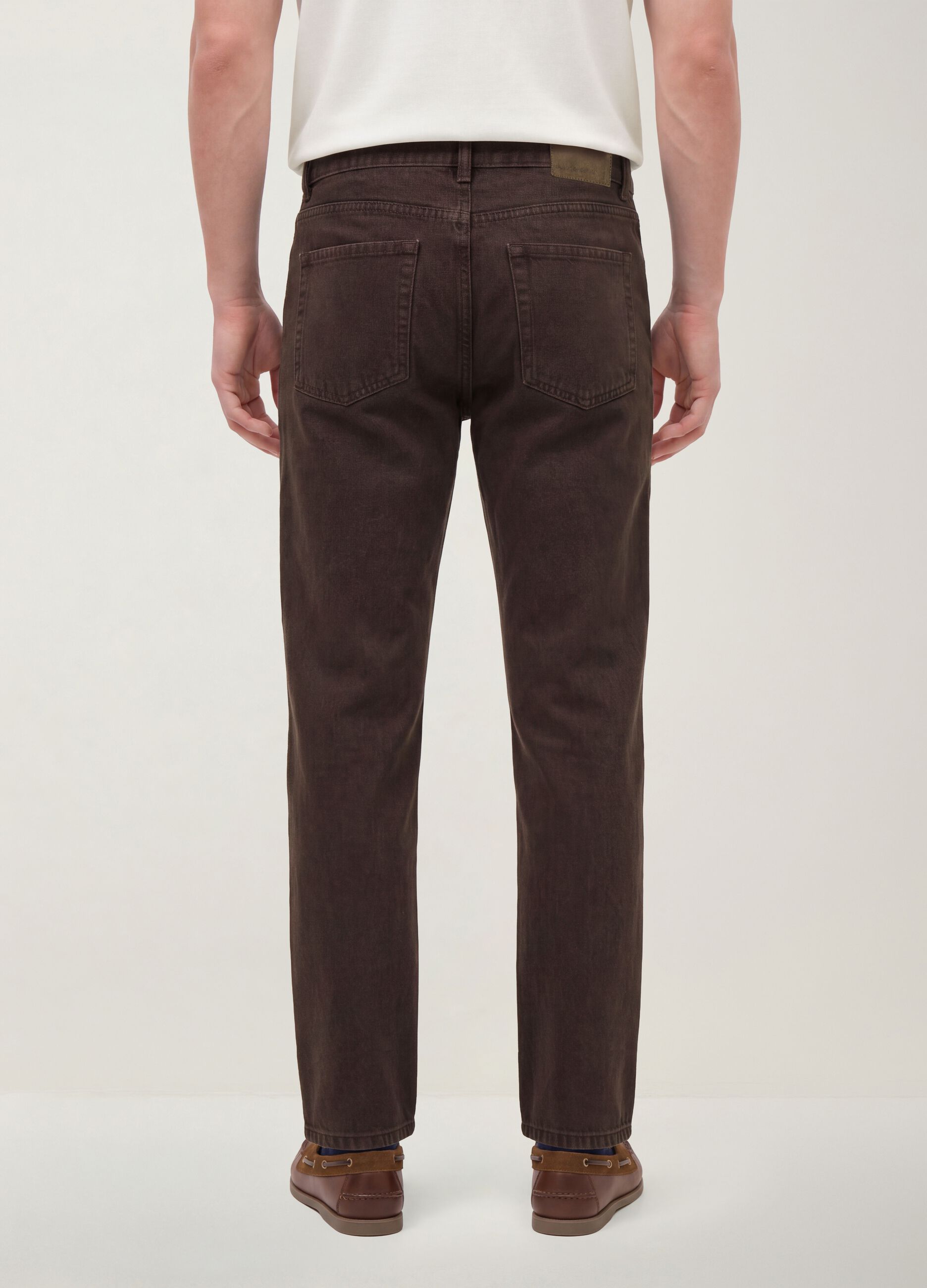 Brown pure cotton straight-fit jeans