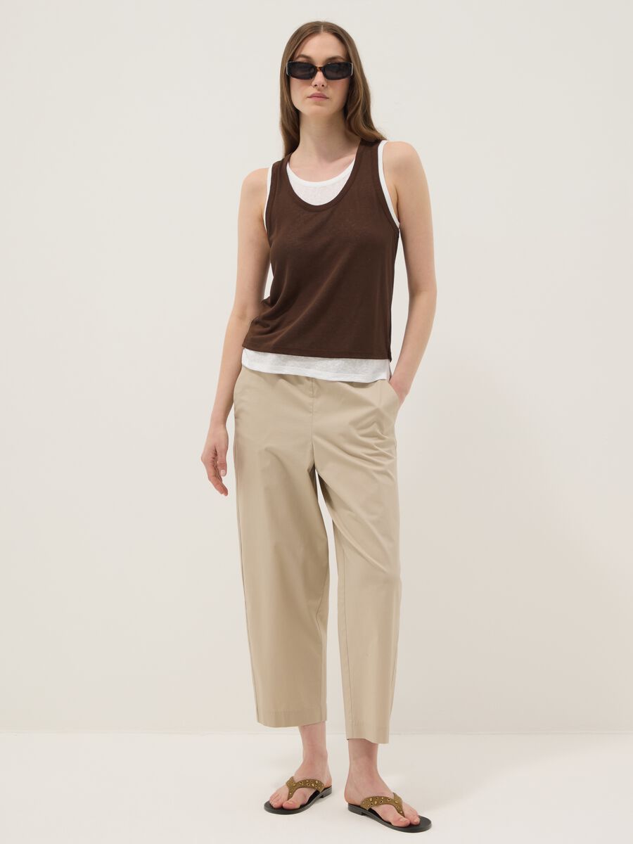 Brown viscose-blend tank top, regular fit_2