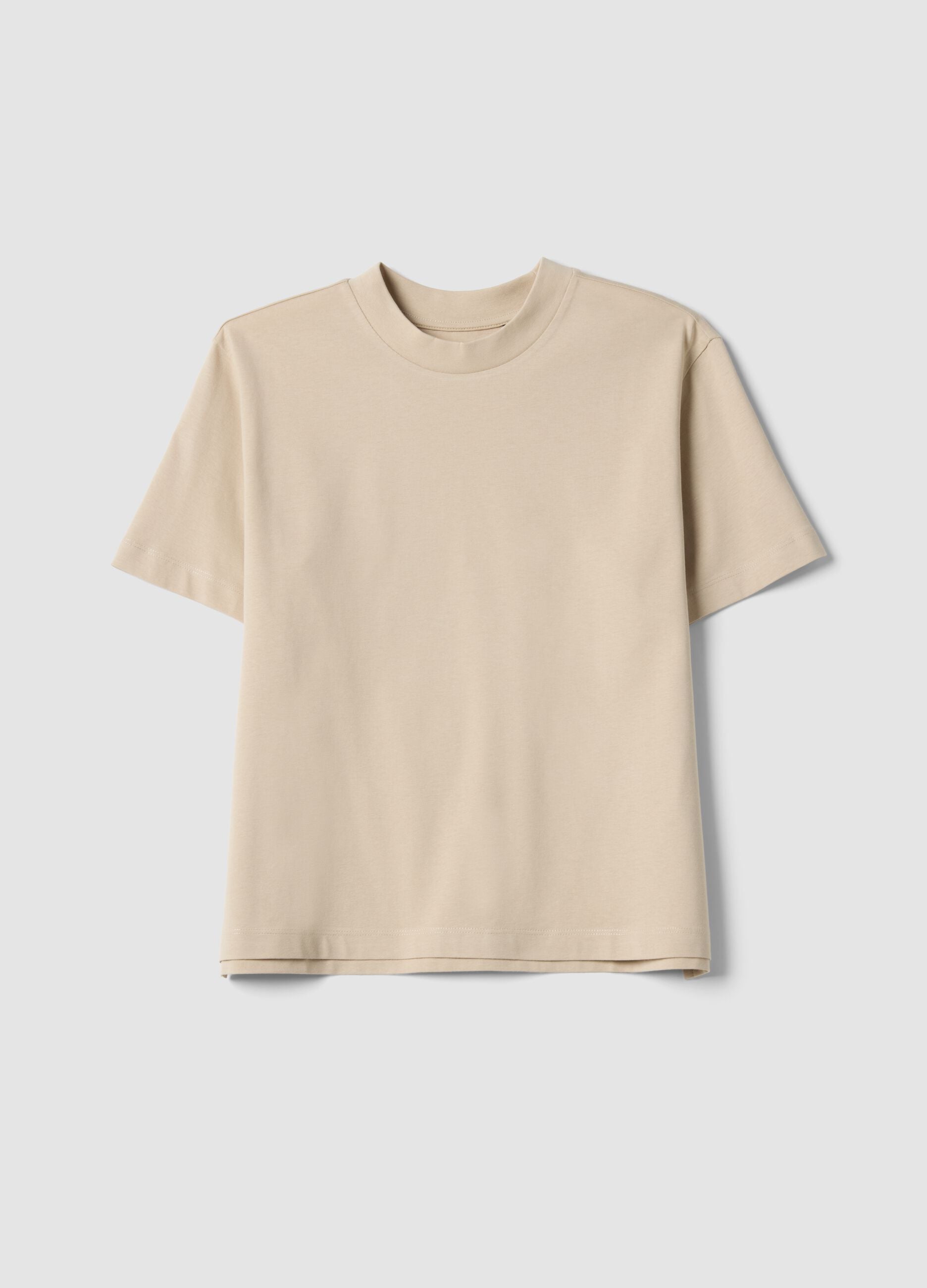 Beiges T-Shirt aus reiner Baumwolle in Regular Fit