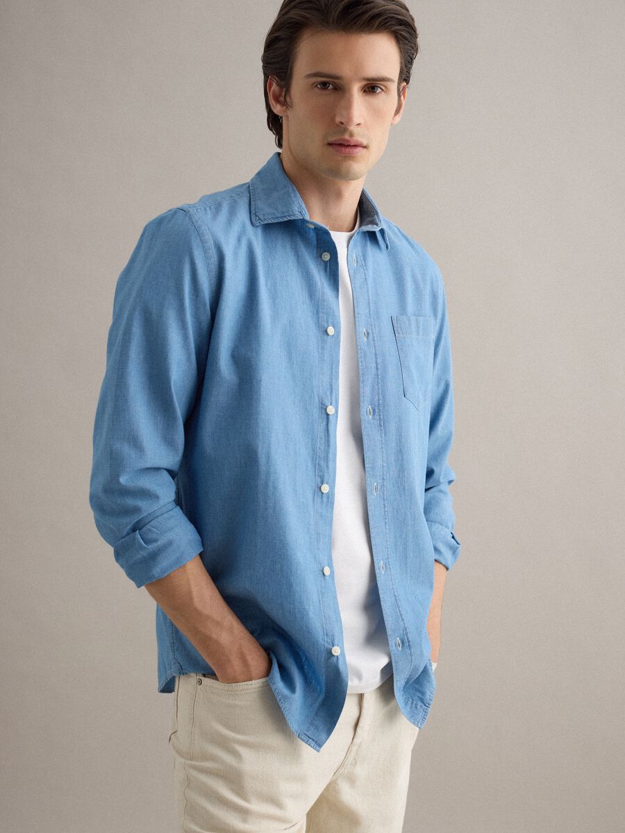 Light wash pure cotton shirt_0