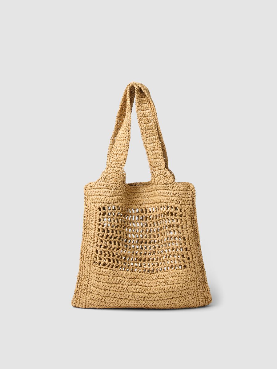 Beige beach bag in pure paper-fibre fabric_1