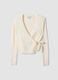 White wrap cardigan with deep V-neck_4