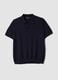 Regular fit blue polo in cotton, linen and silk blend_0