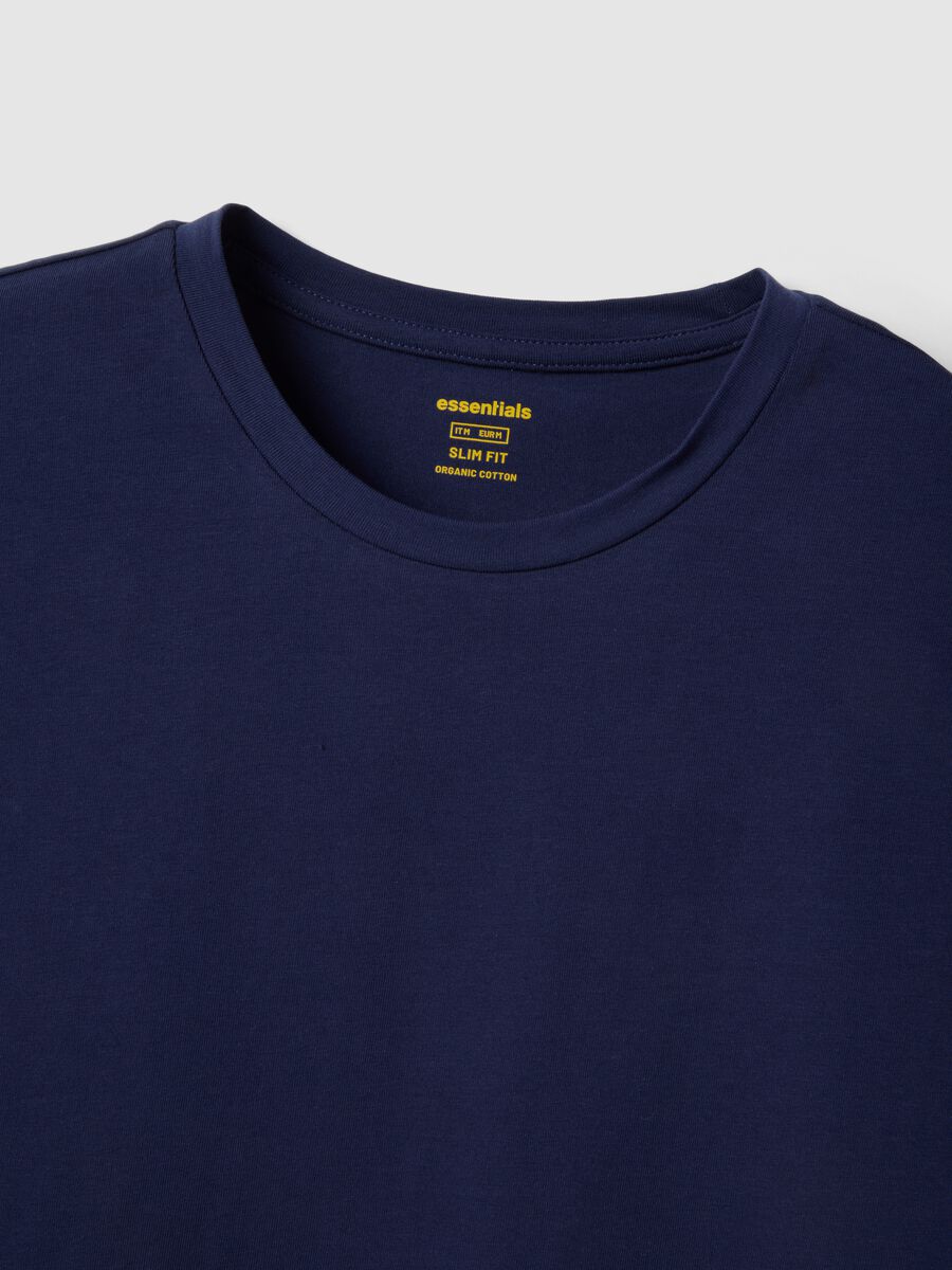 Blue Slim Fit Stretch Cotton T-Shirt_5