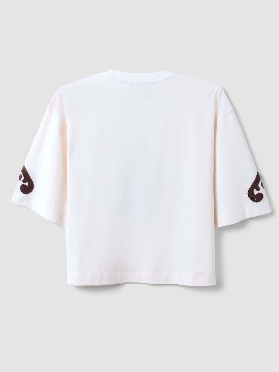 Beige pure cotton T-shirt with embroidery, regular fit_6