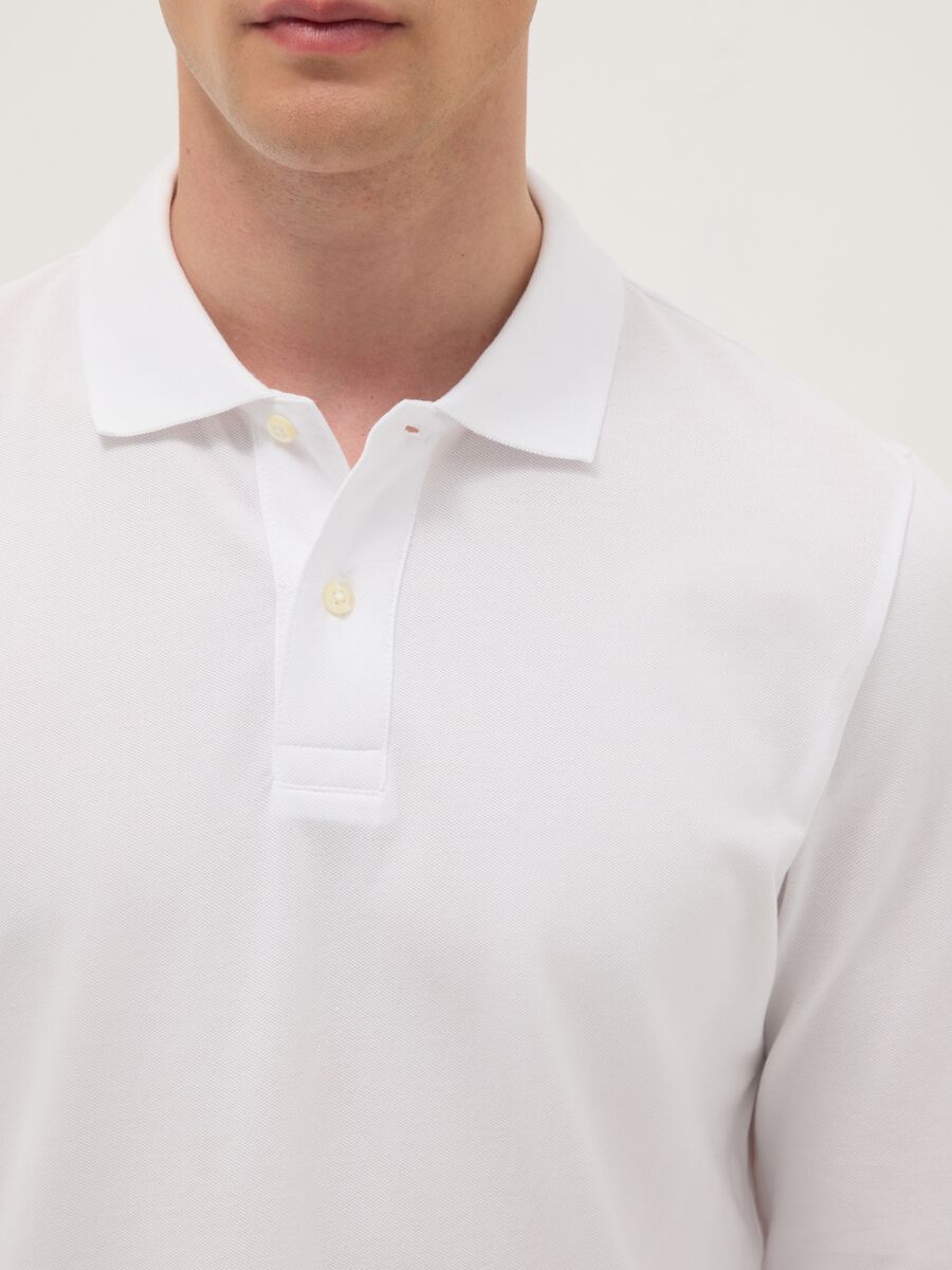 White long-sleeve cotton polo shirt, regular fit_3
