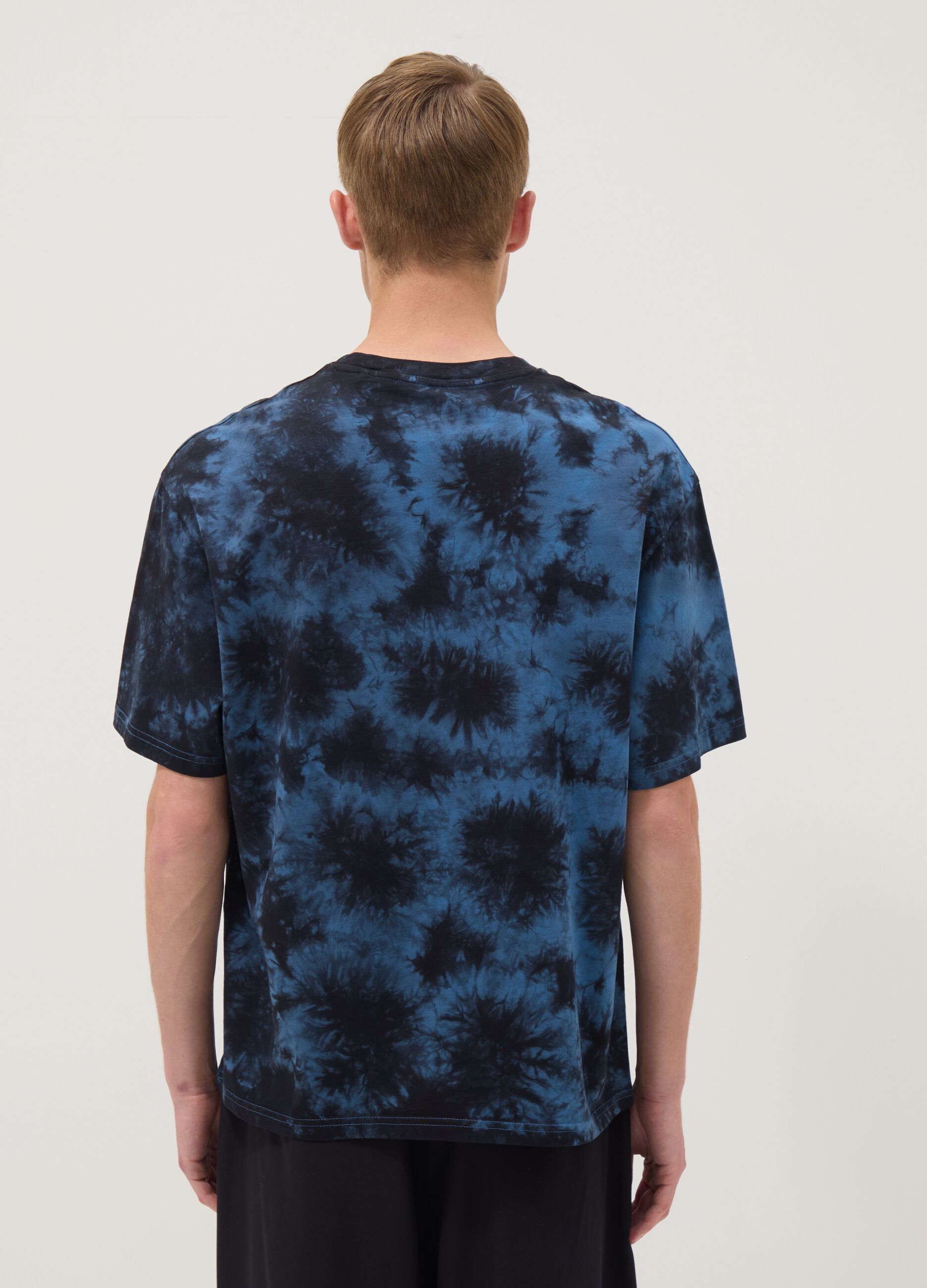 Blue short-sleeve pure cotton T-shirt