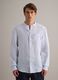 Light blue pure linen striped shirt with mandarin collar, regular fit_2