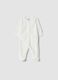 White organic cotton-blend baby sleepsuit with feet_0