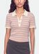 Polo crop rosa in cotone elasticizzato a righe regular fit_3