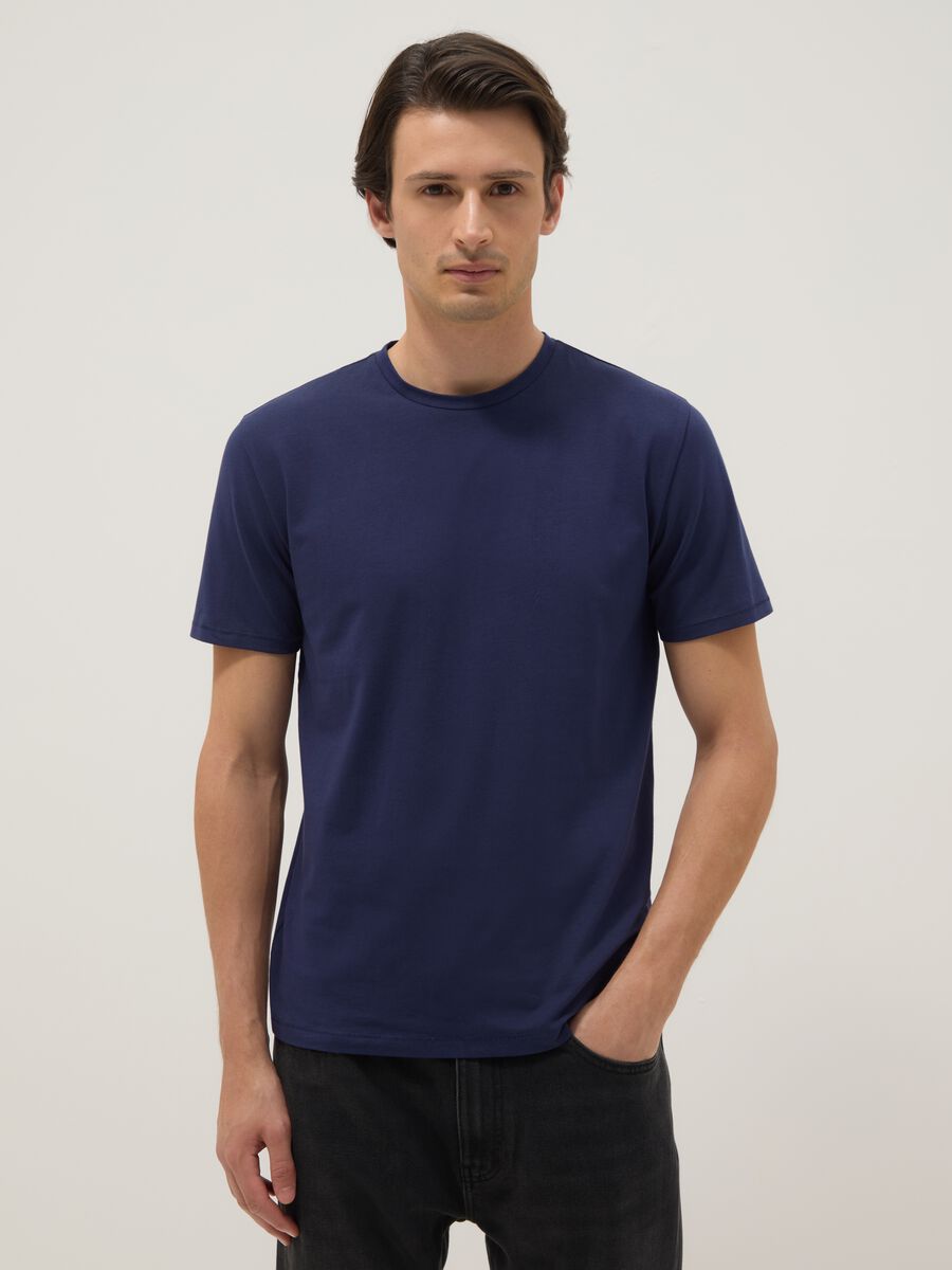 Blue Slim Fit Stretch Cotton T-Shirt_1