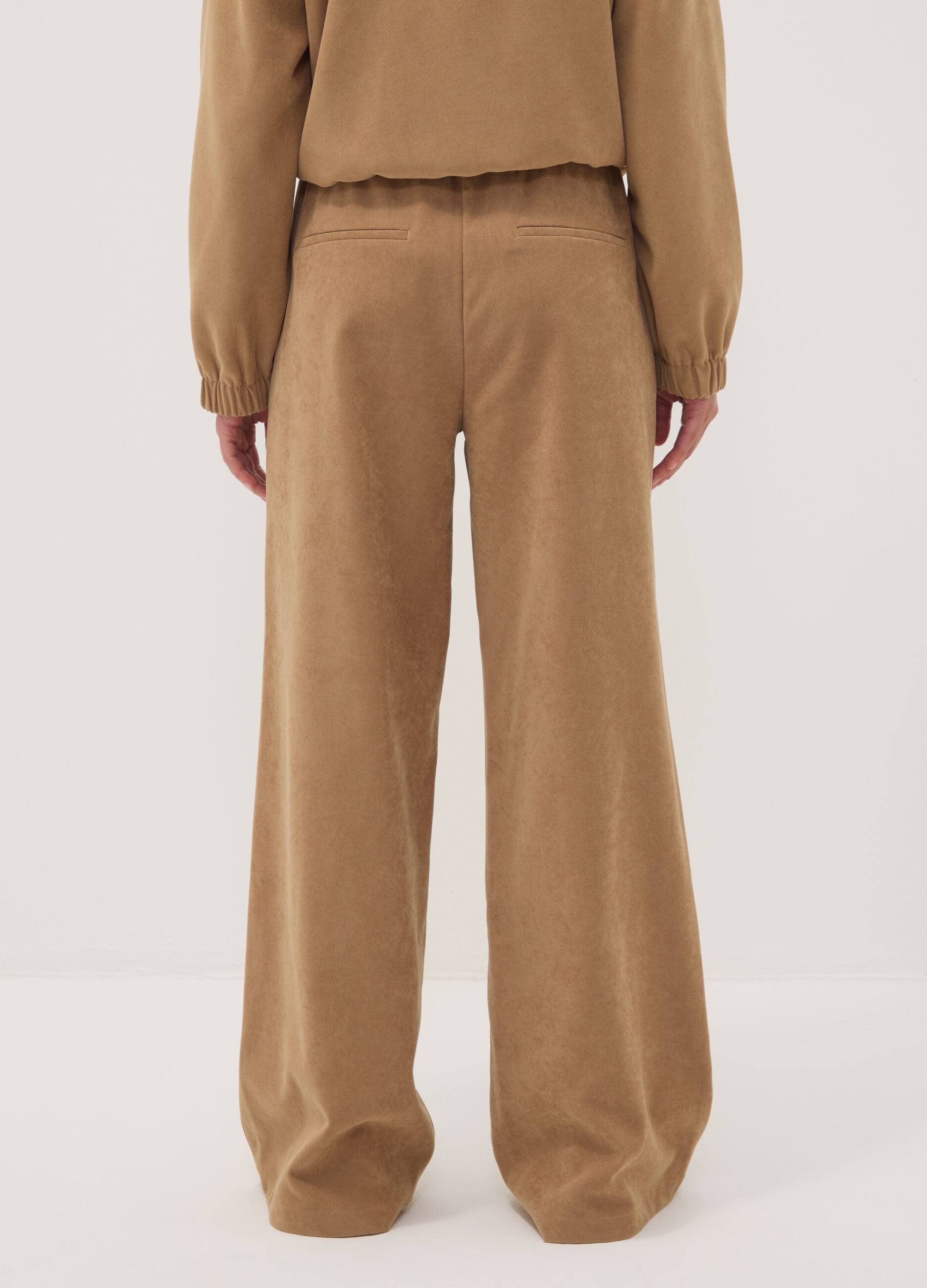 Beige Straight-Fit-Hose aus Stretchgewebe
