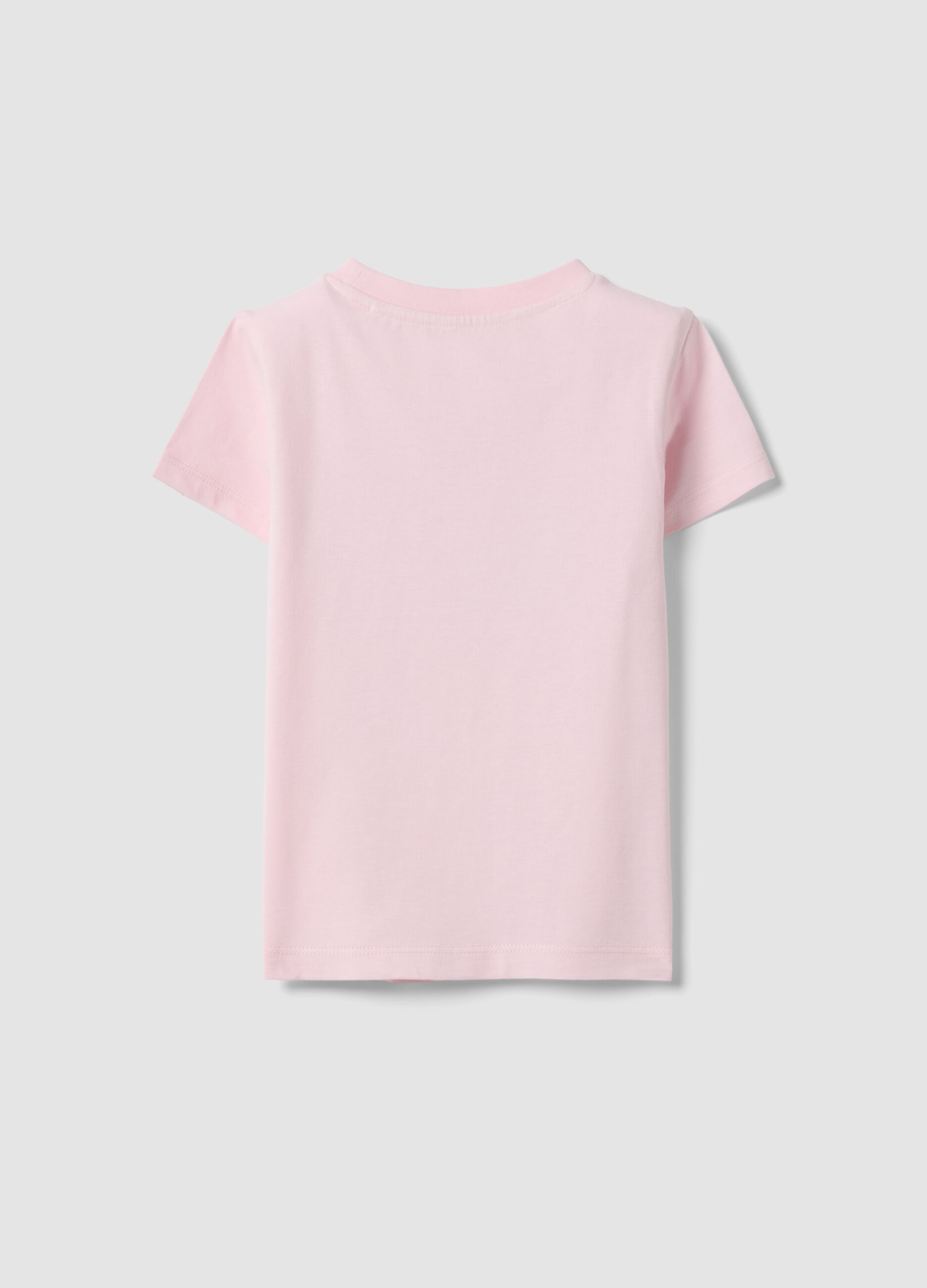 Rosa T-Shirt aus reiner Bio-Baumwolle f&uuml;r M&auml;dchen mit Print und Glitzer