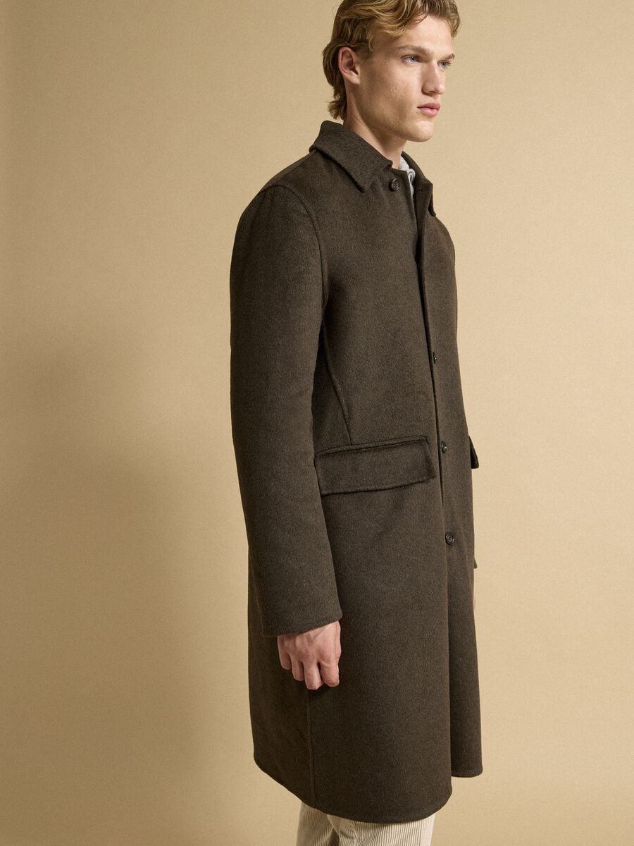 Green wool and viscose blend coat, regular fit_0