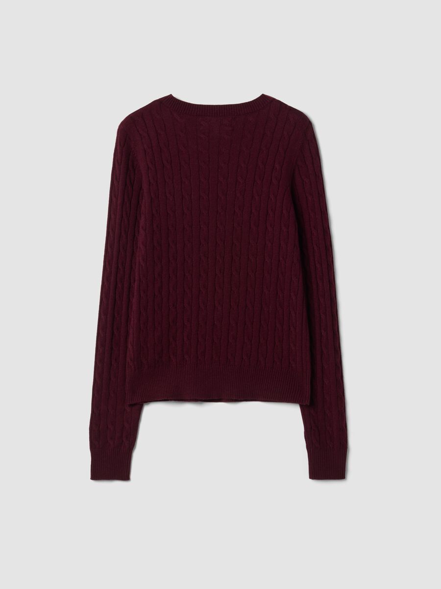 Red cable-knit crew neck jumper, regular fit_6