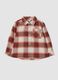 Camicia marrone e rossa a quadri in puro cotone_0