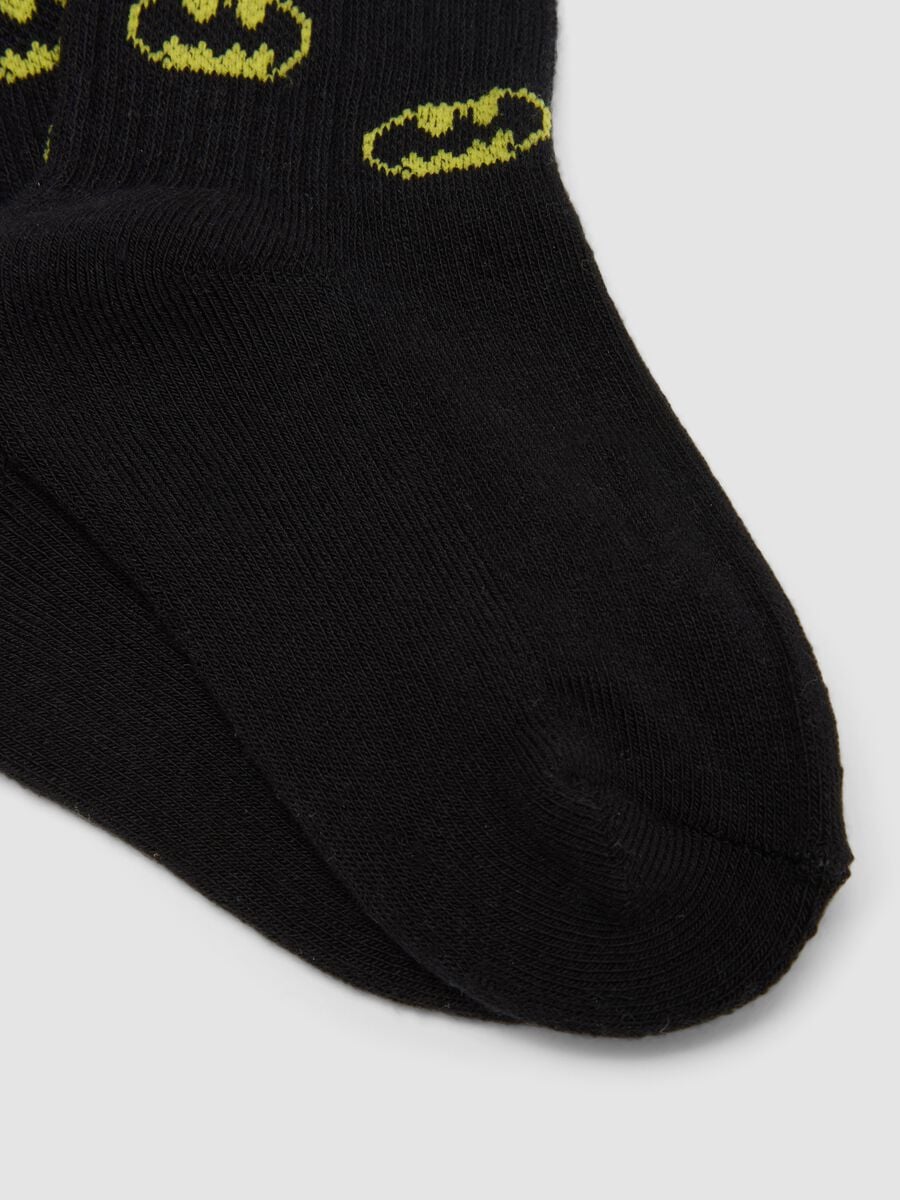 2-pack of black short socks in organic stretch cotton with Batman print_2