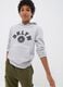 Grey cotton-viscose blend hoodie, relaxed fit, for boys_0