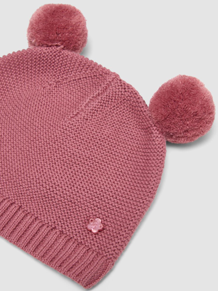 Pink pure organic cotton knitted hat_1