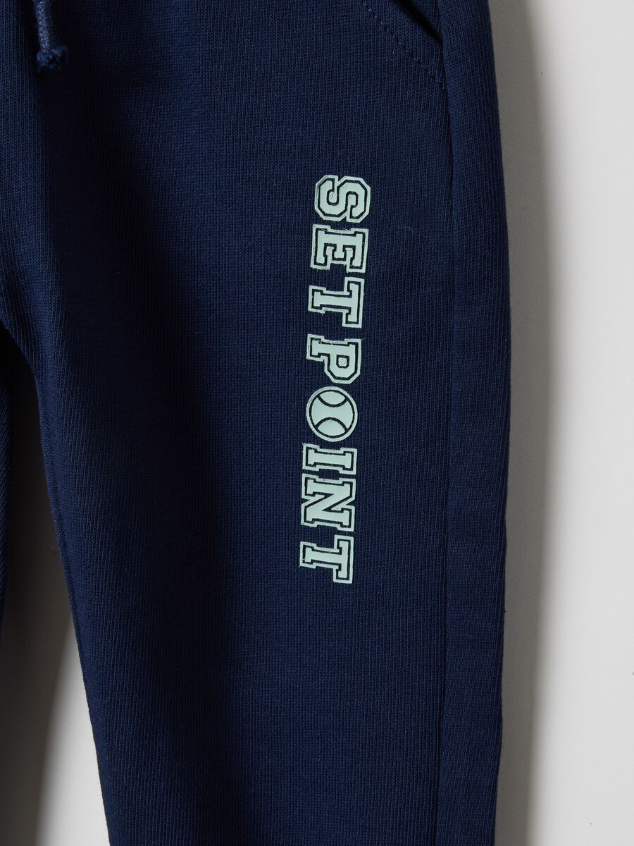 Children's regular fit blue pure cotton joggers with text_3