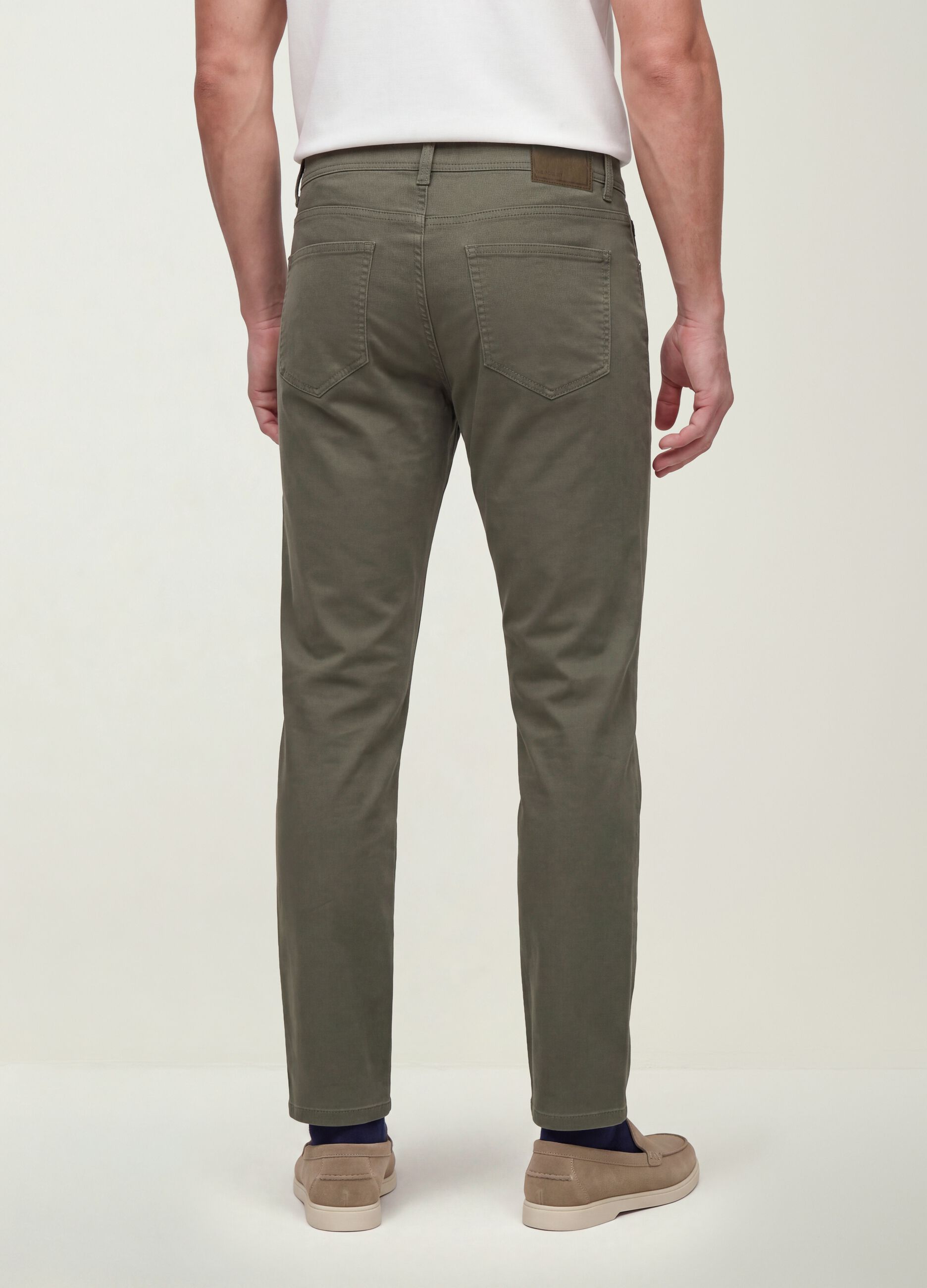Gr&uuml;ne Slim-Fit-Hose aus elastischem Baumwoll-Dobby