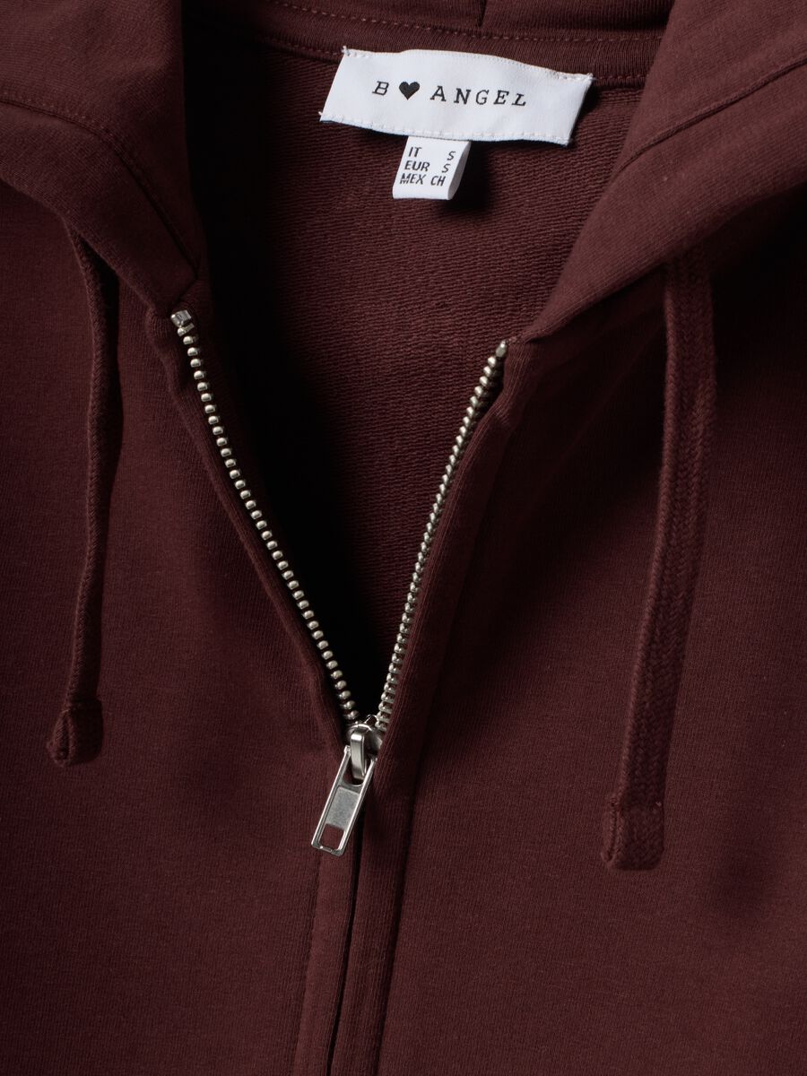 Brown full-zip hoodie in pure cotton with fitted cut_1