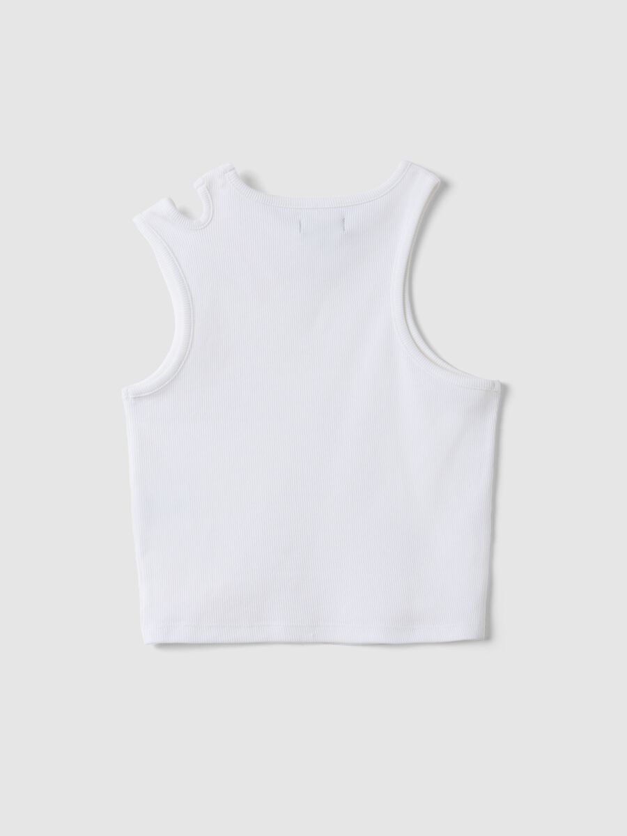 Girls' White Fitted Stretch Cotton Tank Top_1